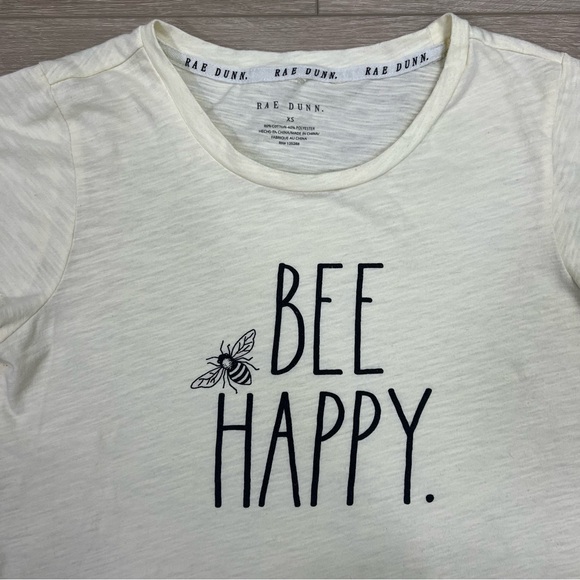 Rae Dunn Bee Happy T-shirt XS Light Yellow - Picture 3 of 7